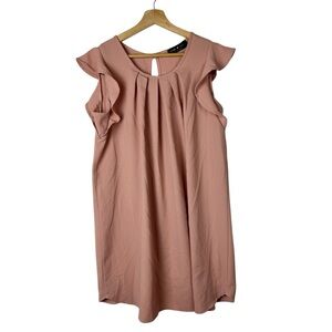 Boutique Love Kuza Light Pink Ruffle Sleeve Short Sleeve Shift Dress M